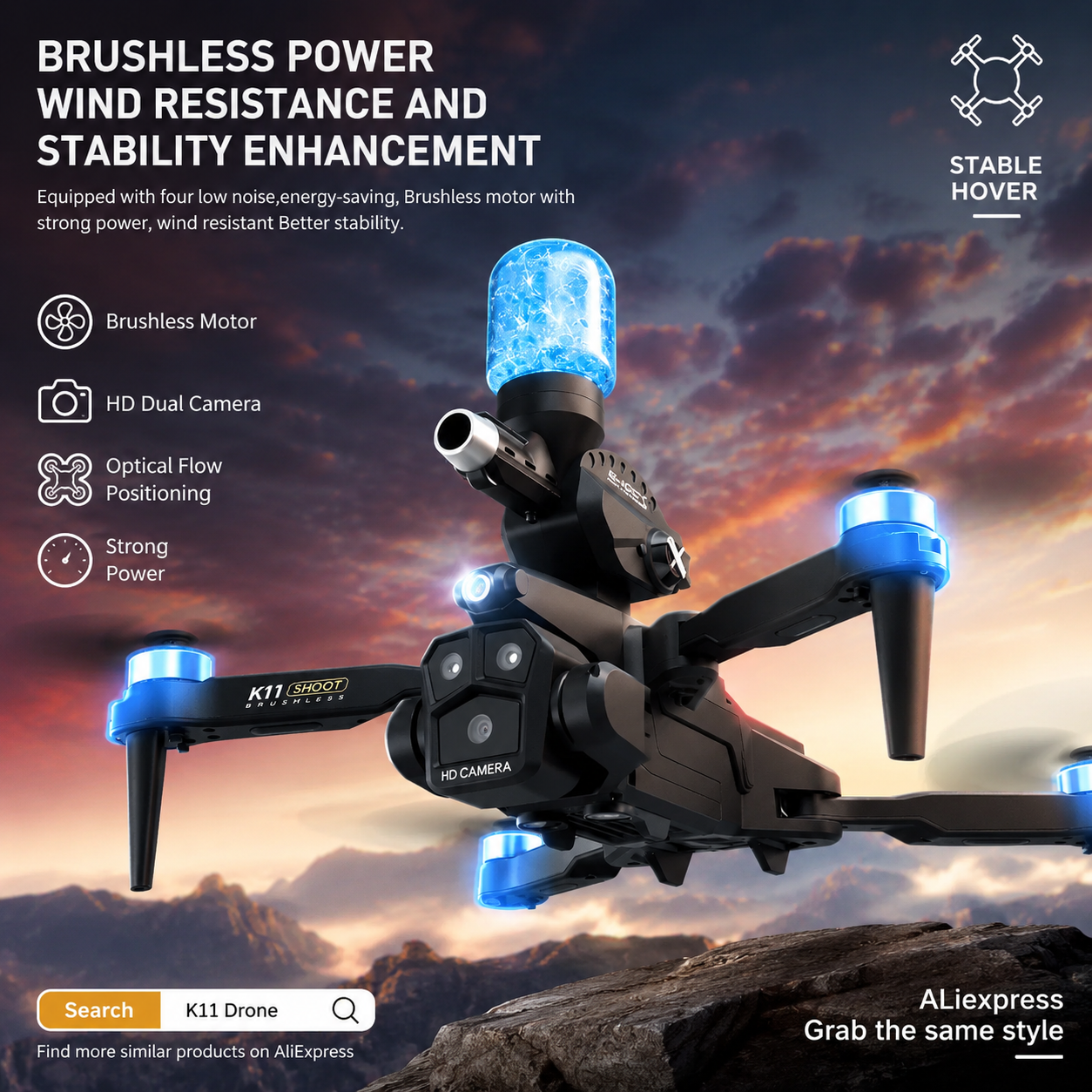 K11MAX Drone with Water Bombs  - Drone Gimbal Mount recensie en prijs